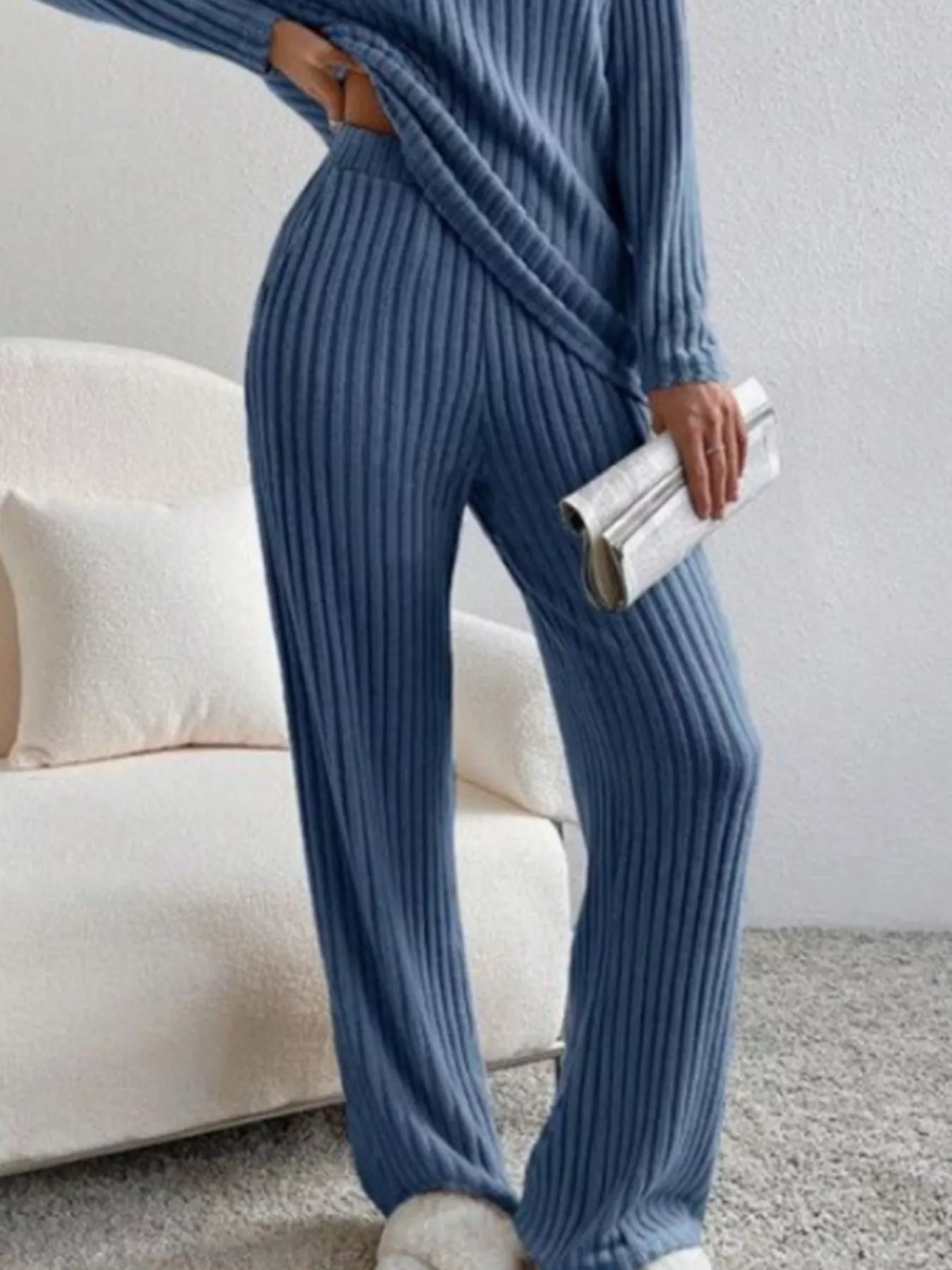 Ribbed V-Neck Top and Pants Set 987bcd48-d48f-494b-97af-3ee90cefabe3-Max-Origin