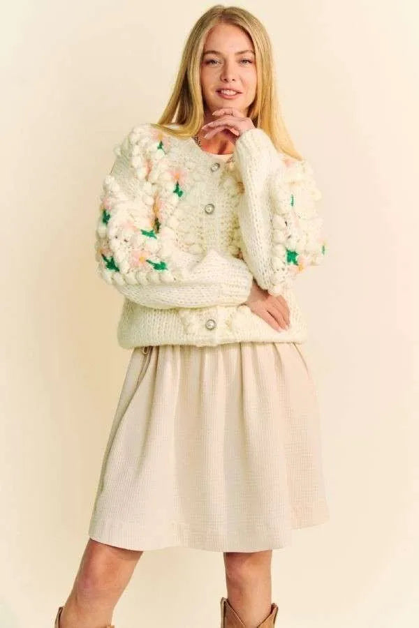 Davi & Dani Floral Pattern Button Down Cardigan 987f0795-49bf-4a27-bf6f-f5c6639879f0-Max