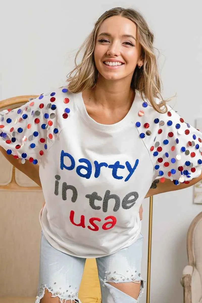 BiBi Party In The Usa Spangle Puff Sleeves Top 9882aa391f5a4696b2bccd2793a64e2a-Max-Origin
