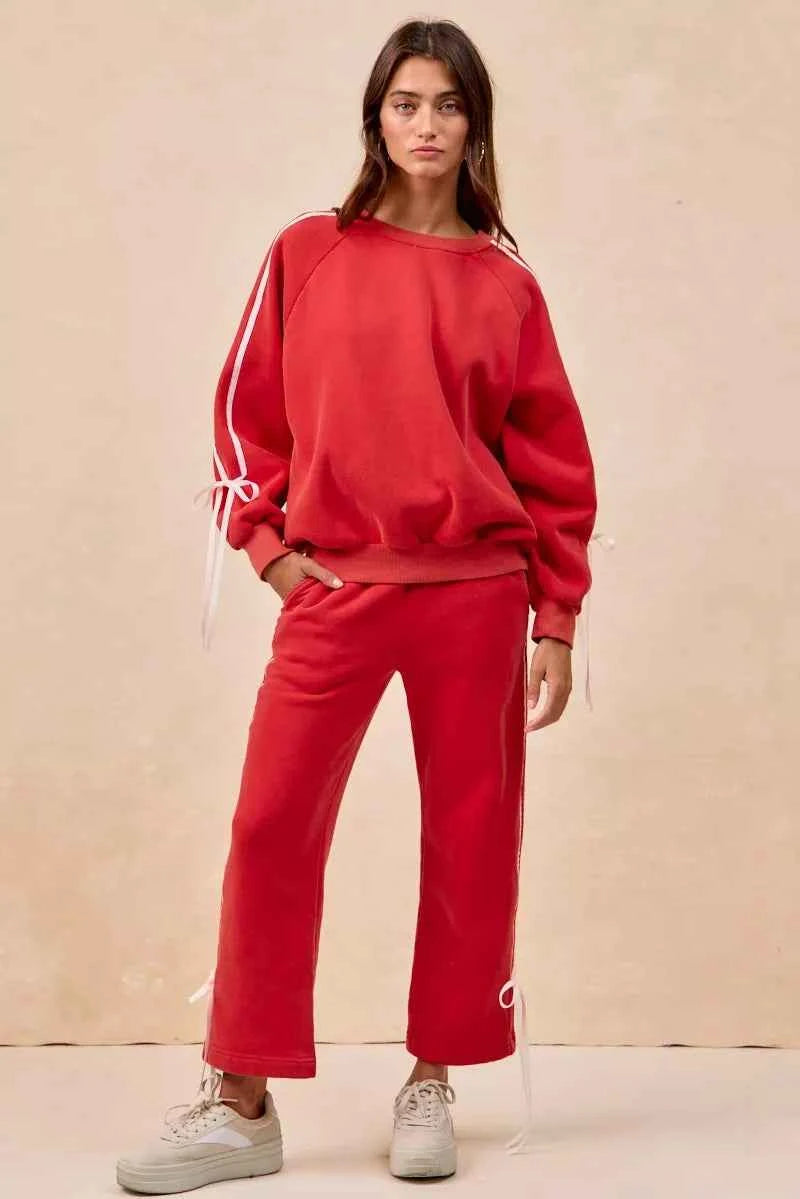 BiBi Side Lined Bow Details Fleece Sweatshirt 98848a6b639047edad9d02a064f2ea71-Max-Origin