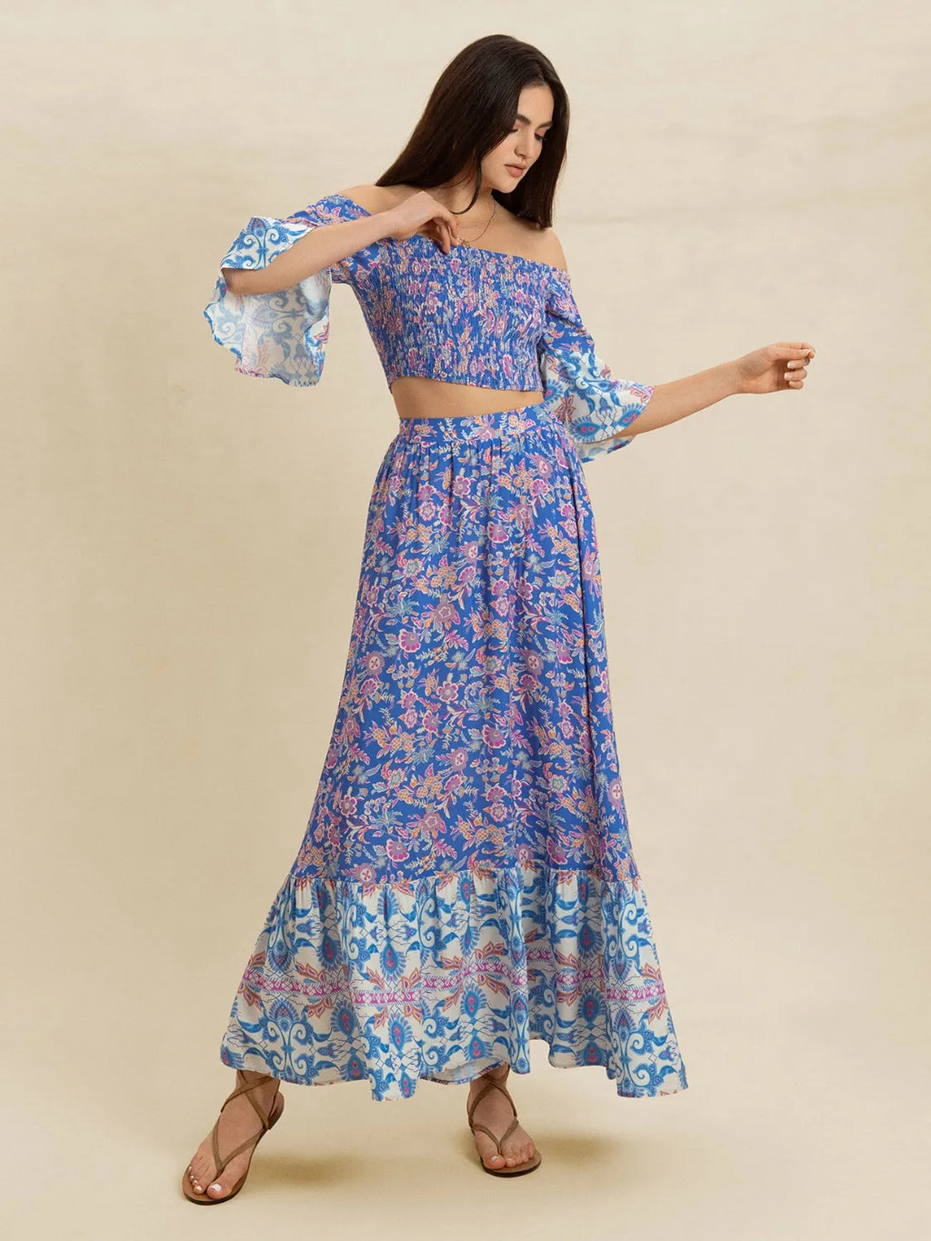 Smocked Off-Shoulder Printed Top and Skirt Set 98978c57-c88e-4759-9b11-efcf4cab5e5f-Max-Origin