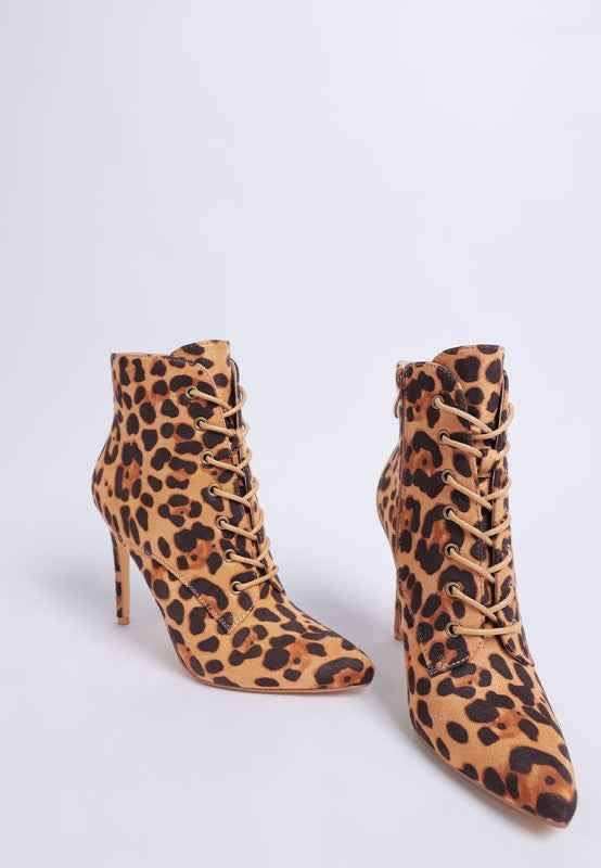 Nesta Leopard Stiletto Heel Lace Up Boots 98983aa8-fdd9-436d-9f3b-8a6c27df3b6a