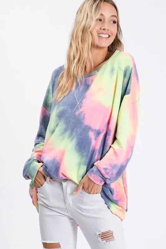 Tie Dye French Terry Print Top 98a3d348e86249e0a1f167bc569a86b1-Max-Origin
