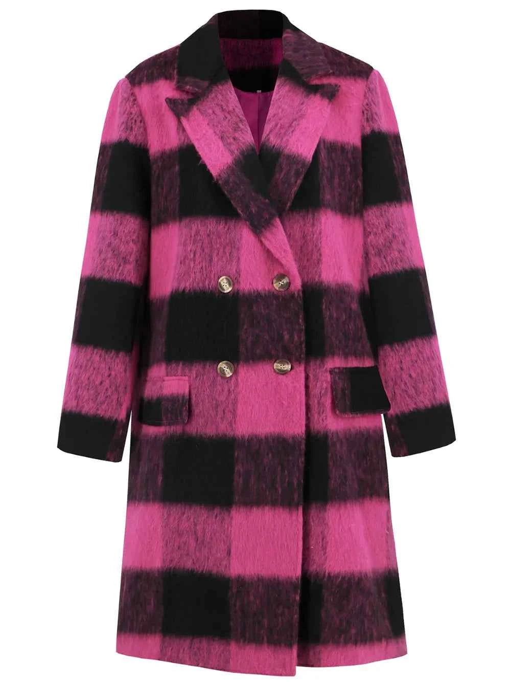 Plaid Double-Breasted Long Sleeve Coat 98a7dbc8-c4bc-4be7-9b1c-a3270d0d97e6-Max