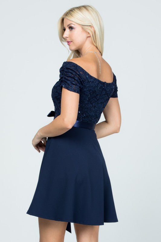 Plus Size Off Shoulder Fit & Flare Dress – Lace Sleeve Party Dress 98af7824-1443-4ce7-bb4b-9f2ed2504083
