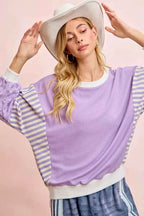 BiBi Mix and Match Sweatshirt with Floral Sleeve Striped 98b115e12a7f4afdab84d4261101e987-Max-Origin