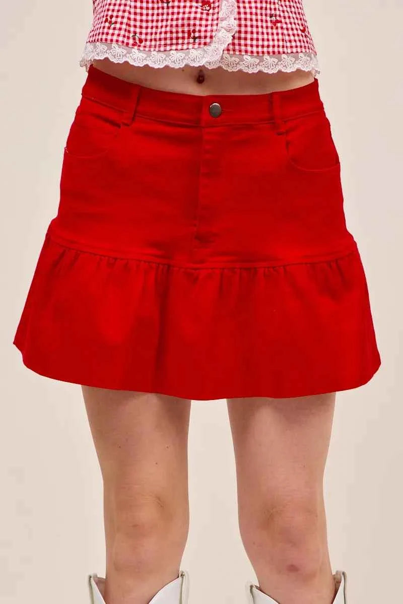 SO ME Ruffled Hem Game Day Mini Skirt 98b8a889c341453fb4d29e96d0833123-Max-Origin