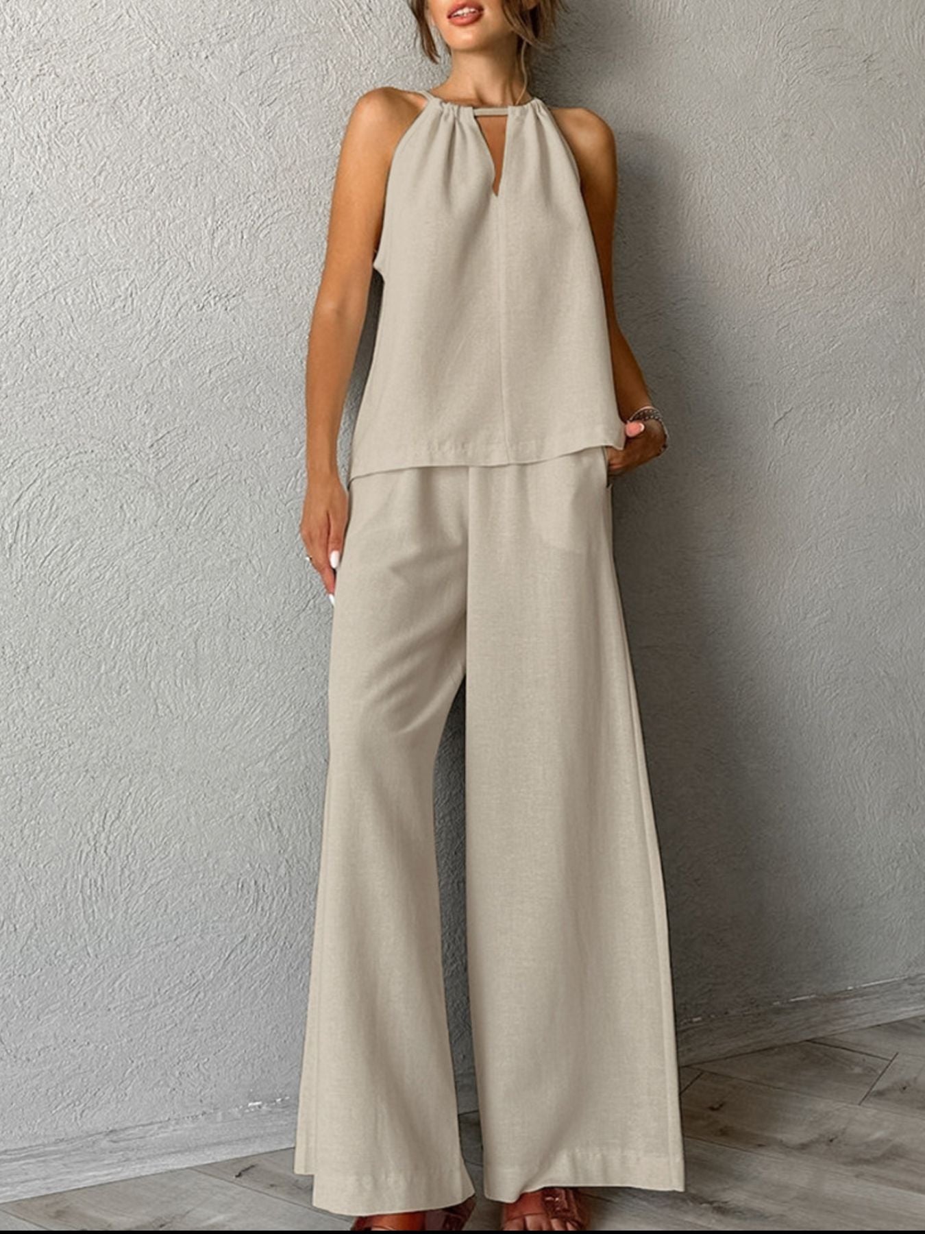 Cutout Tank and Wide Leg Pants Set 98ca53b2-f7e7-42c4-a38c-1a9b8e432a98-Max