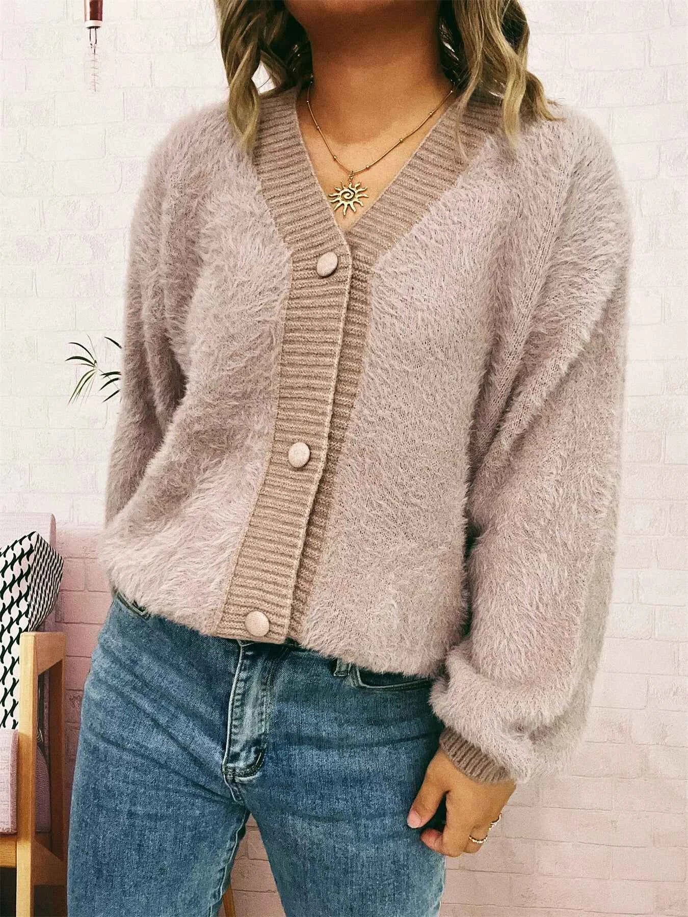 Fuzzy Button-Up Long Sleeve Cardigan 98d2eec2863943cf8bd336afb78d51b4-Max-Origin