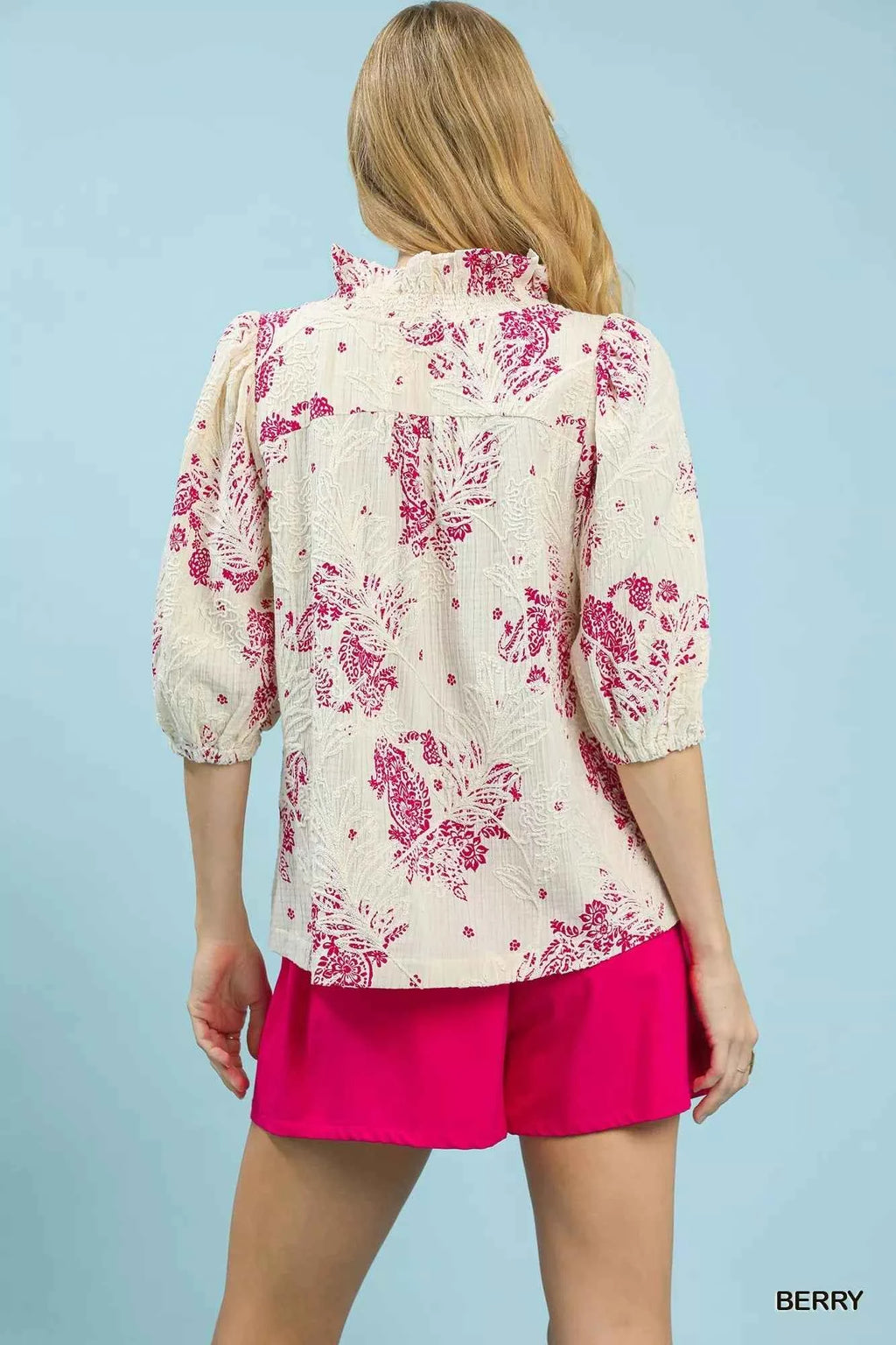 Umgee Floral Embroidered Blouse with Ruffle Trim 98eae935-36c2-42f4-a9a1-d0fe92fa37a7-Max-Origin