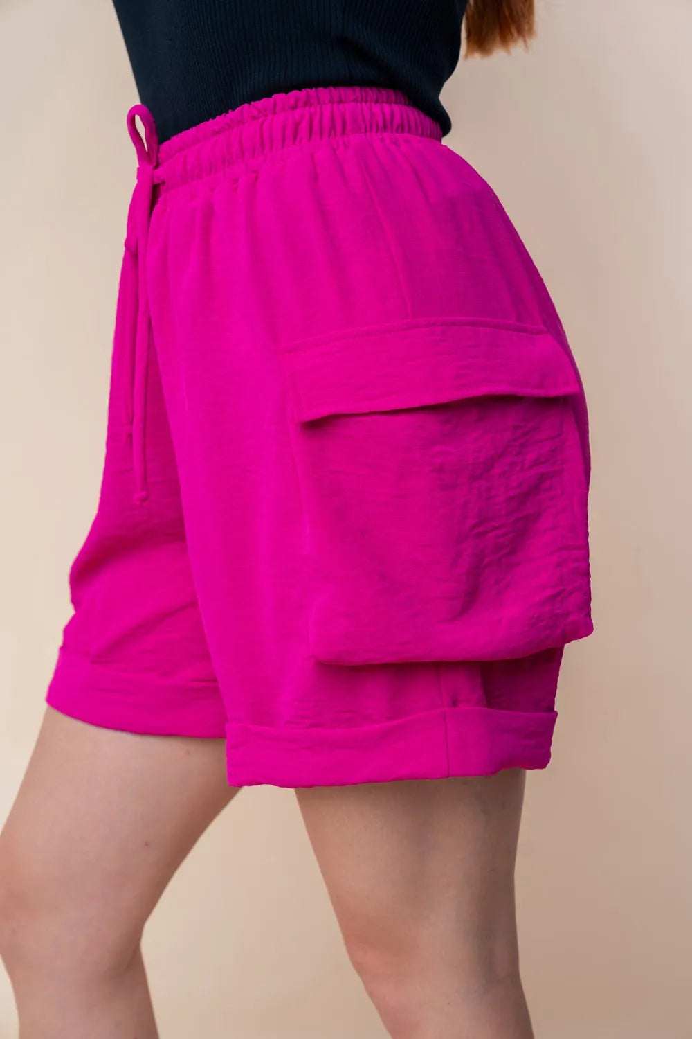 White Birch High Waisted Drawstring Knit Cargo Shorts 98f1021c-c82d-4f11-a756-efffe8fe7157-Max