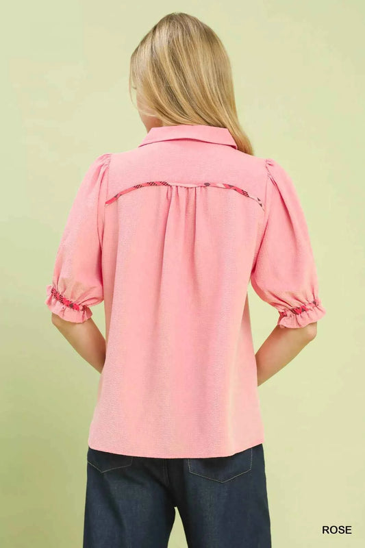 Scalloped Trim Blouse with Puff Sleeves 98f68617-efcb-4fbd-a4e7-7f170b0a57b7-Max-Origin