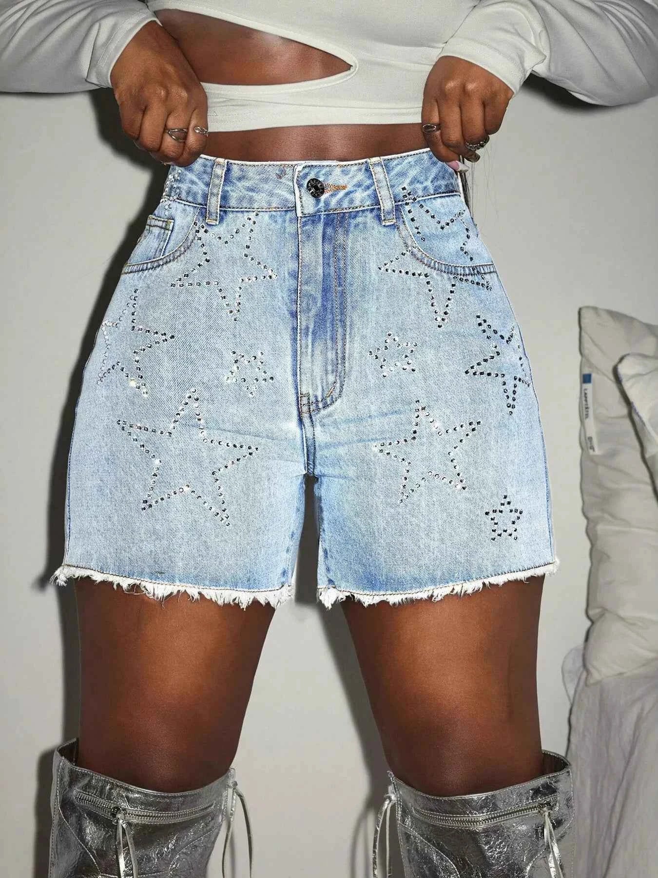 Star Raw Hem Denim Shorts 9907013ed7004dbc8ef40a0898bb2c0a-Max-Origin