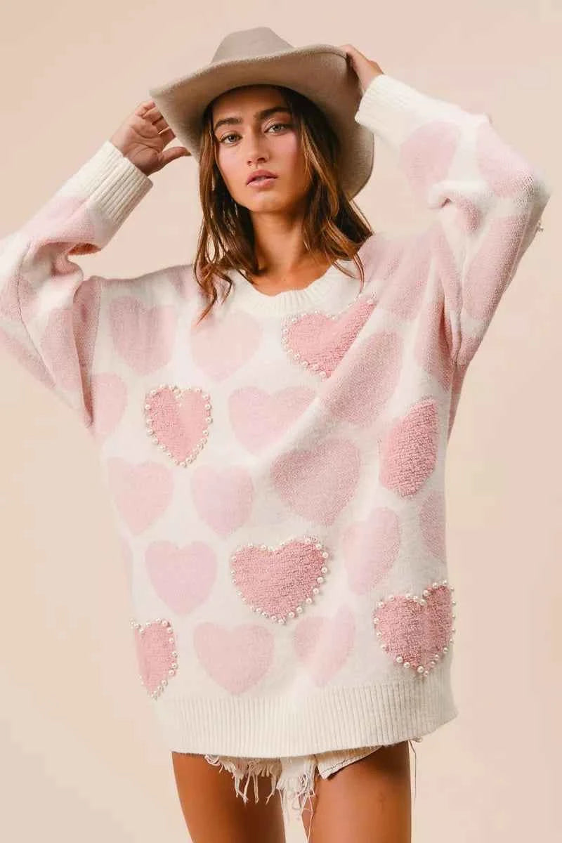 BiBi Heart Pattern Sweater with Pearl Detail 9907ccfc53e047db855b2fb23b0b7e34-Max-Origin