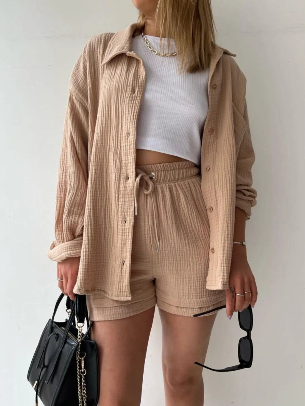 Textured Button Up Shirt and Shorts Set 99096876-9149-4c3c-848c-619e96ea9371-Max-Origin