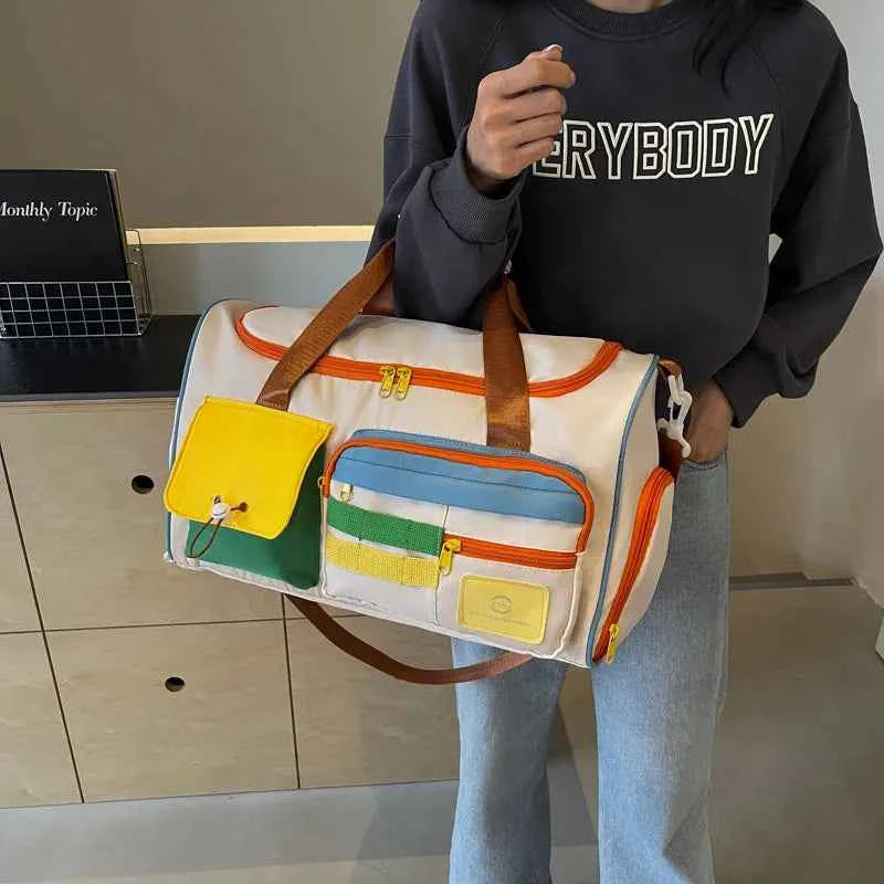 Color Block Multi-Pockets Travel Bag 990a902d-9b52-4257-bcee-7f85f00ed1e0-Max