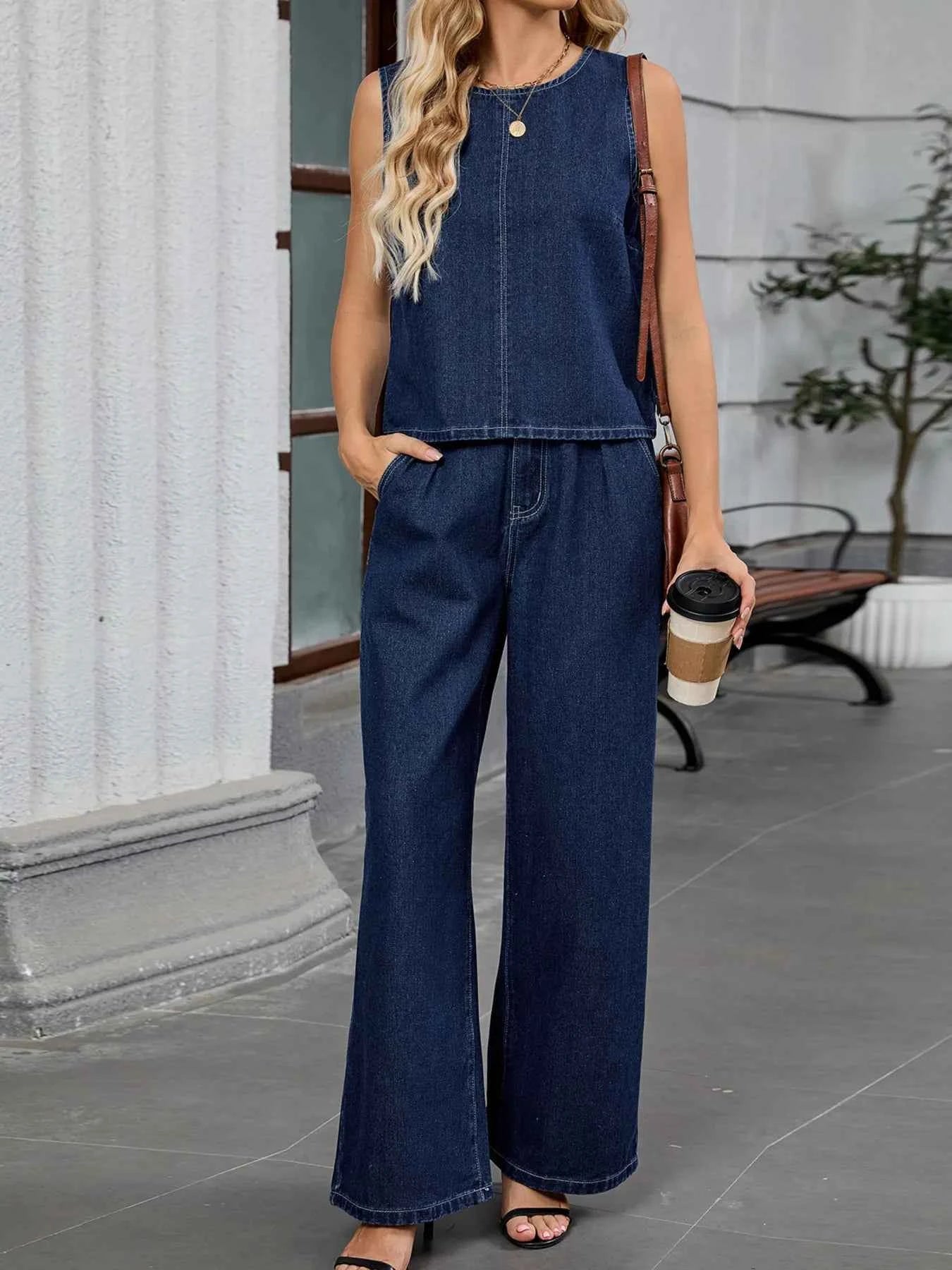 Round Neck Tank and Pants Denim Set 99199e33d2d044718ebf896ccb2b8302-Max-Origin