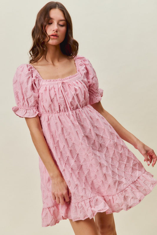 Texture Woven Ruching On Bust Mini Dress 991bf647c21e405cbd71469e2e2e87cb-Max