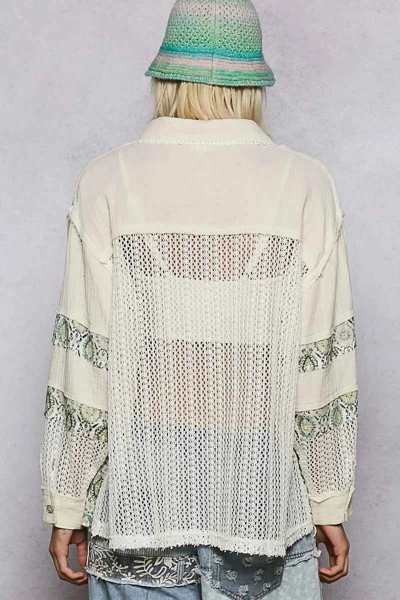 POL Printed Crochet Patchwork Button-Up Shirt 992d19da-967c-4a26-803a-72308b351474-Max-Origin