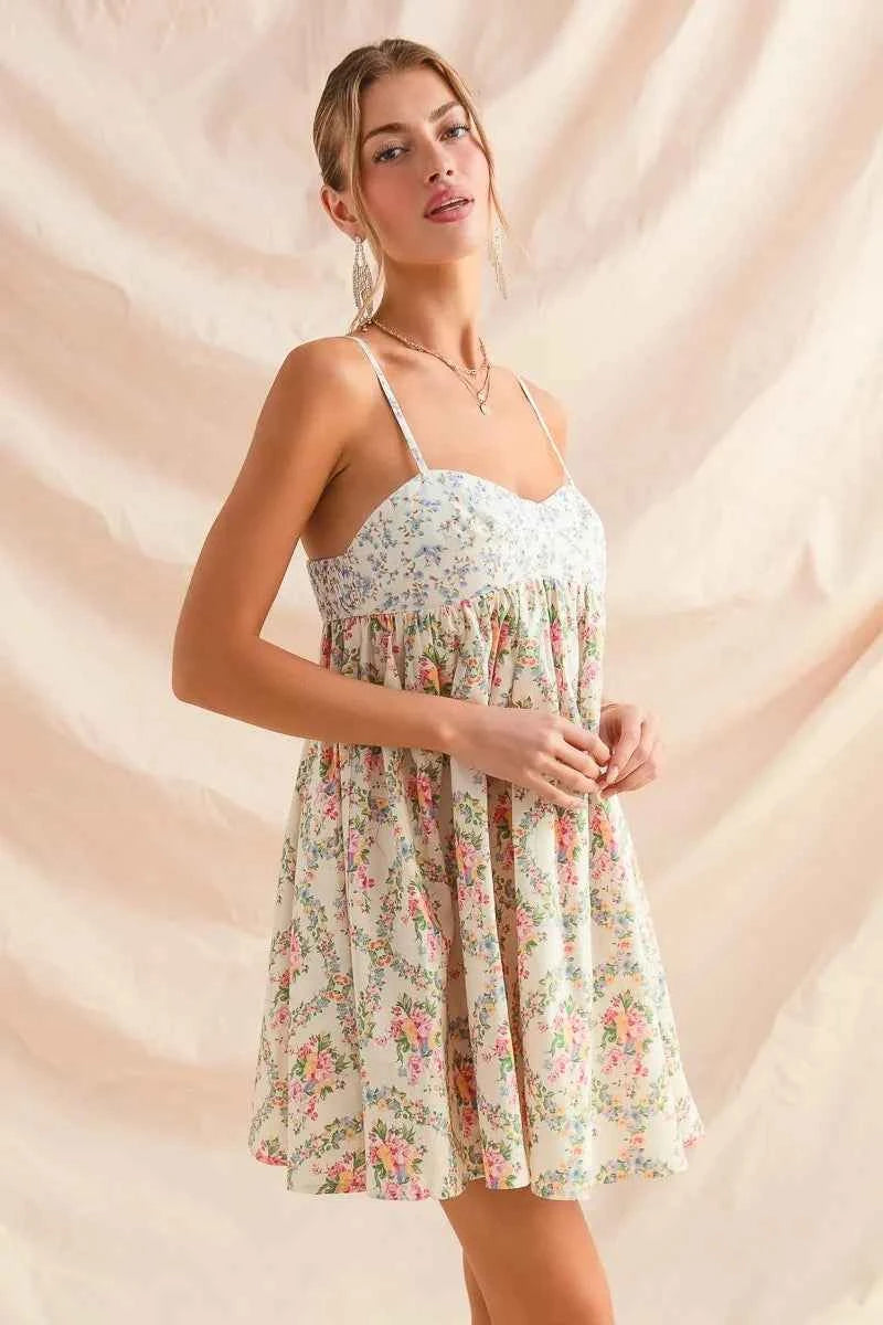 Mixed Floral Print Sleeveless Mini Dress 992daf1a170b4b75b02f4172db7c7e21-Max-Origin