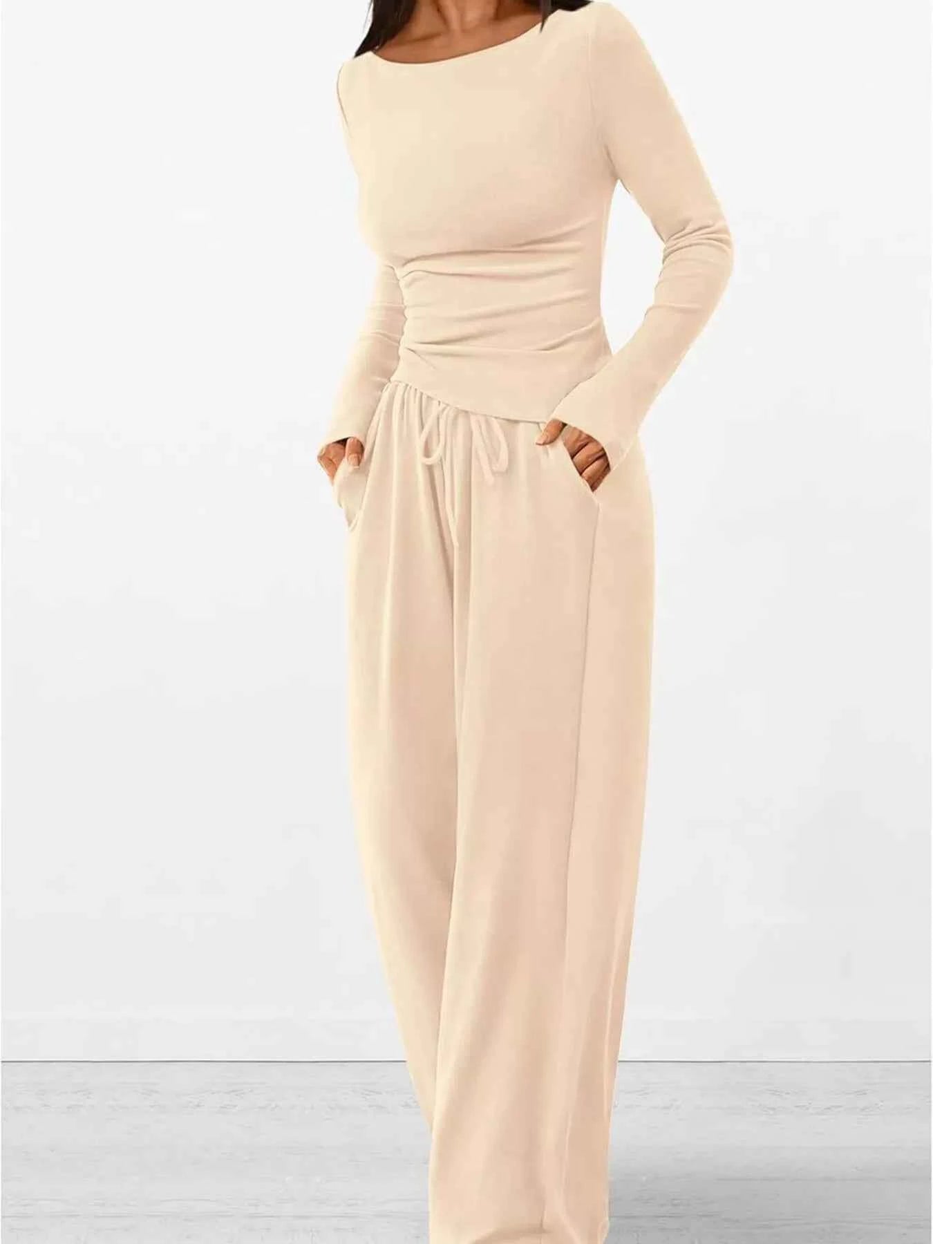 Long Sleeve Top and Wide Leg Pants Set 992f07f1096042f0ae4cfb806c8b64e9-Max-Origin