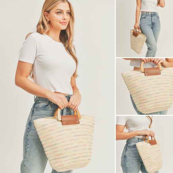 Summer Ready Straw Tote Bag Beige One Size 994b3597-5660-445a-9d66-a5dd049a2775