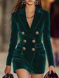 Velvet Double-Breasted Blazer Dress Green 994fe46f10a6417fbb438afb9e949216-Max-Origin