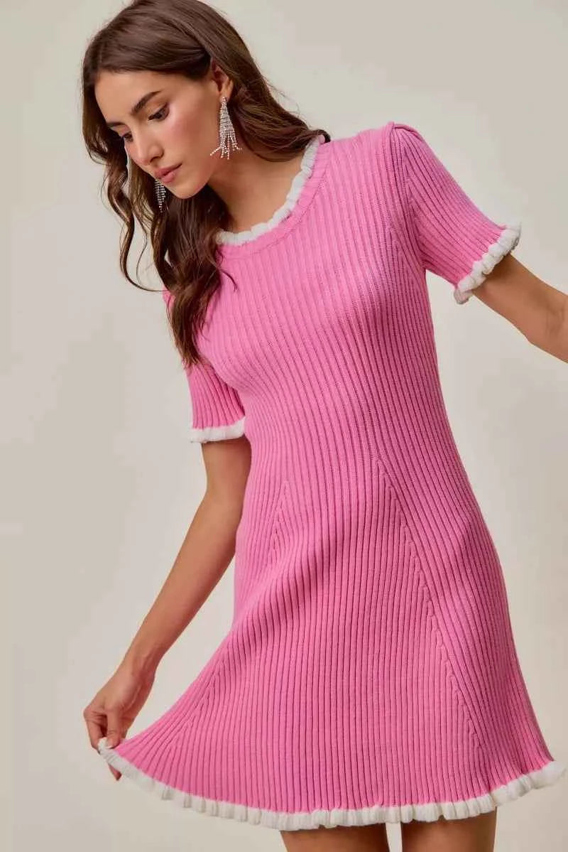 SO ME Contrast Ruffled Sweater Knit Mini Dress 995f7e3c84714bf6a02a7726488081dd-Max-Origin