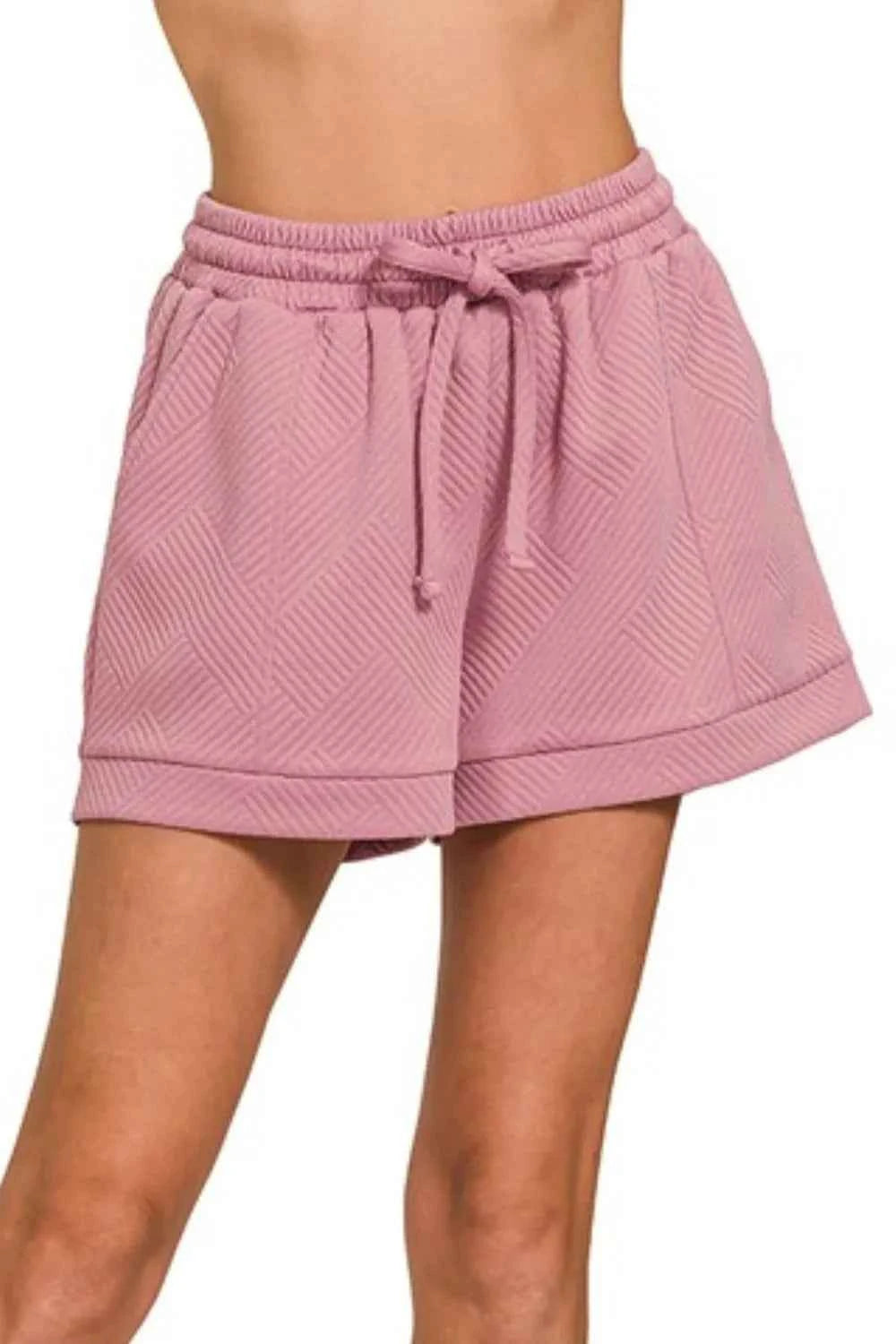 Zenana Textured Knit Jacquard Drawstring Shorts 9964fdcd-6f37-4ccf-9bf9-e199ed637606-Max-Origin