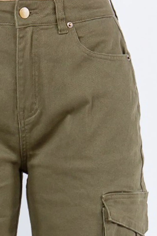 High Rise Button Waist Cargo Pants - Plus Size Cotton Blend 996953e0-e5b8-4238-ae1a-f2e282df36f7-Max