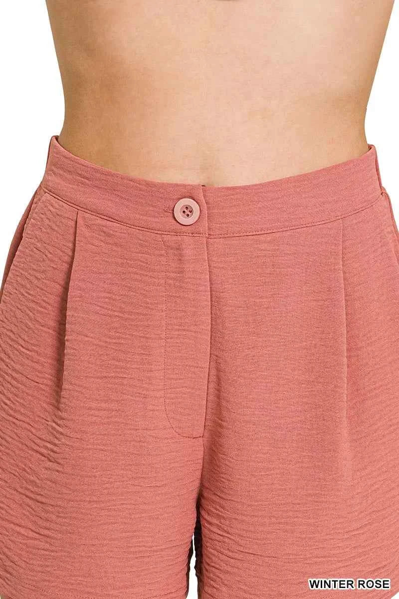 Zenana Woven Airflow Back Elastic Waist Shorts 9984e1e6a6344c0e820c80b193b4f73c-Max-Origin