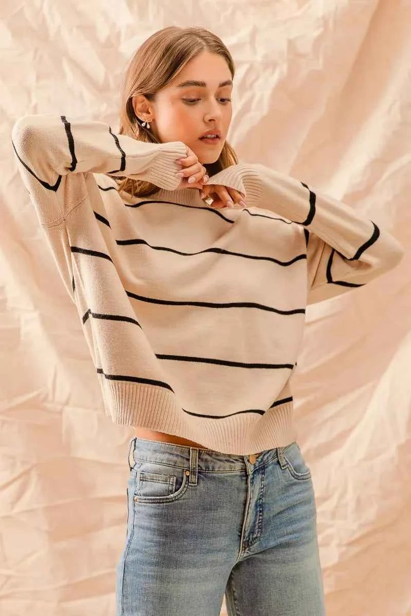 SO ME Stripe Crew Neck Basic Essential Sweater 9990ac284ea34a4da95ef9d3cbd1490a-Max-Origin