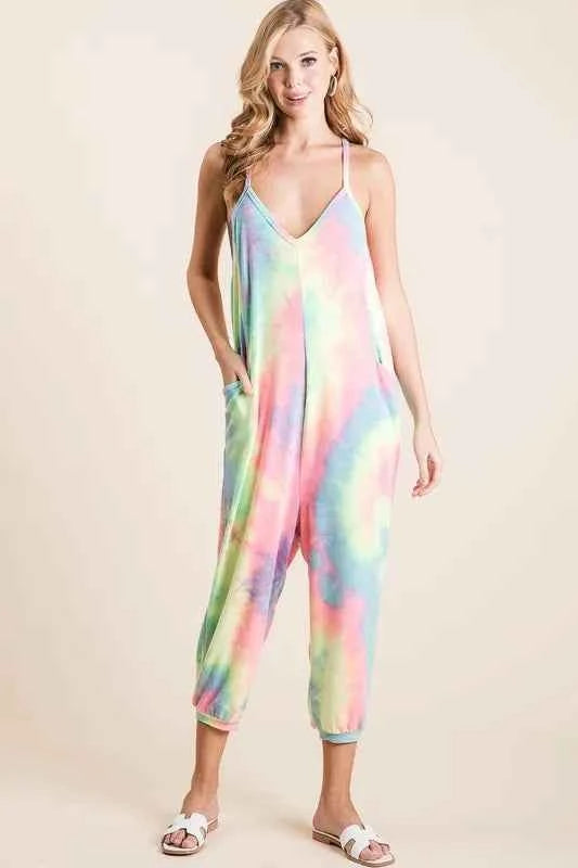 Tie Dye French Terry Mid-Length Casual Jumpsuit 99b2eeb48afd4491a13dead1e7249083-Max-Origin