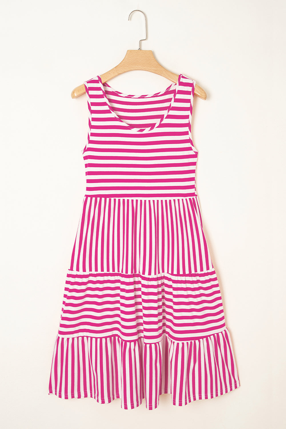 Black Stripe U Neck Sleeveless Loose Fit Mini Dress 99b672219cc35852