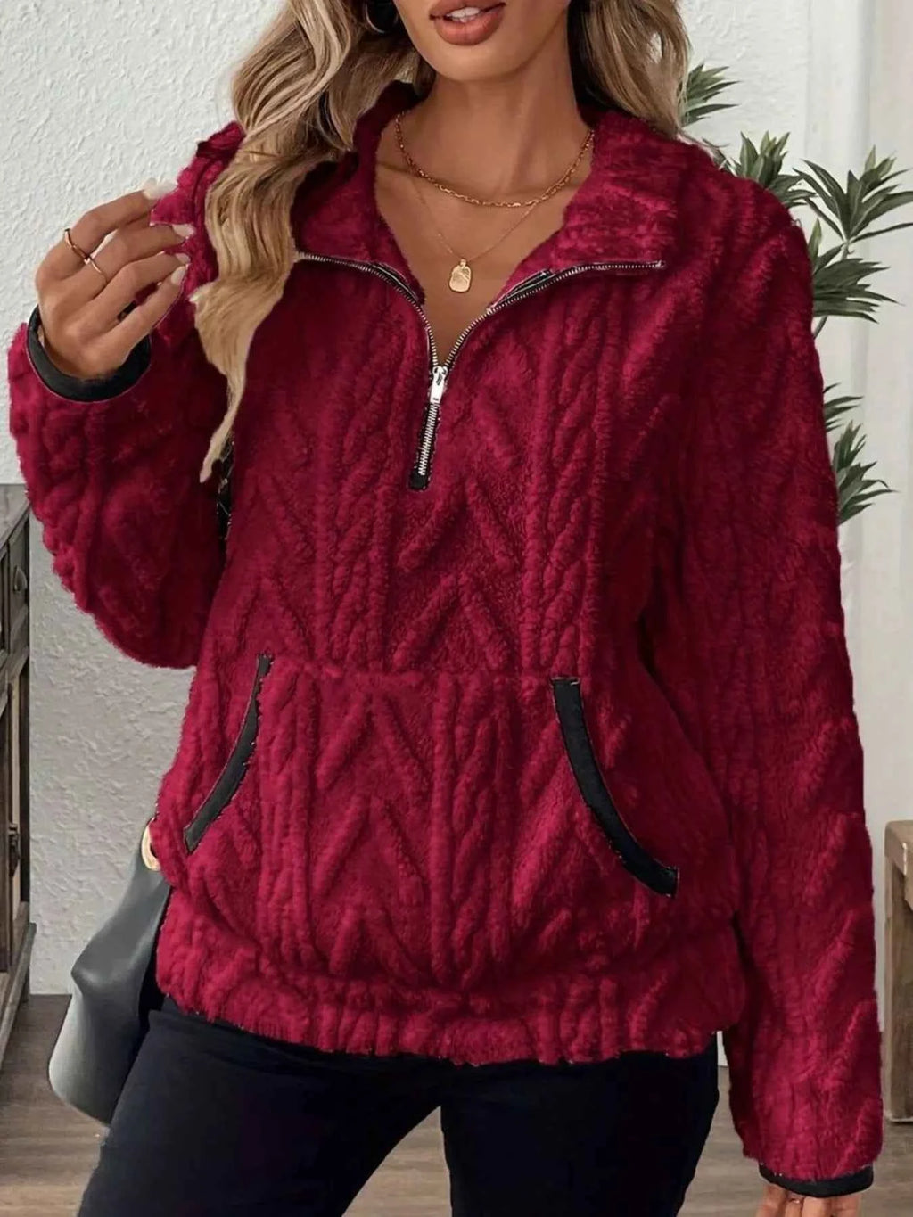 Full Size Half Zip Kangaroo Pocket Sweatshirt Plus Size 99ba07c0-734e-40ef-aeaa-daa476caf48a-Max-Origin