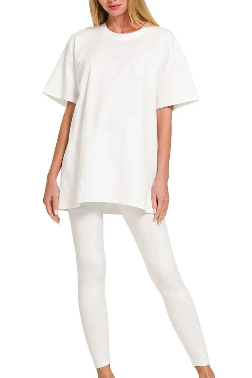 Zenana Cotton Round Neck Top & Legging Set WHITE 99c239e7-4429-4064-b5f5-eaa0a3cc9a27-Max-Origin