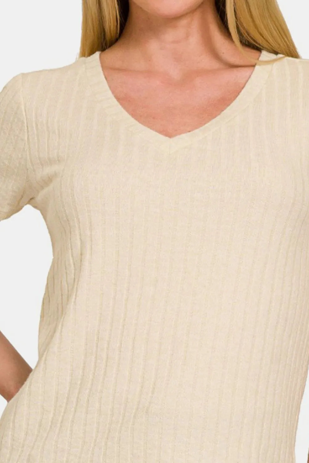 Zenana Ribbed Short Sleeve T-Shirt 99c7e7c7-7f65-4819-bd89-782268690051-Max