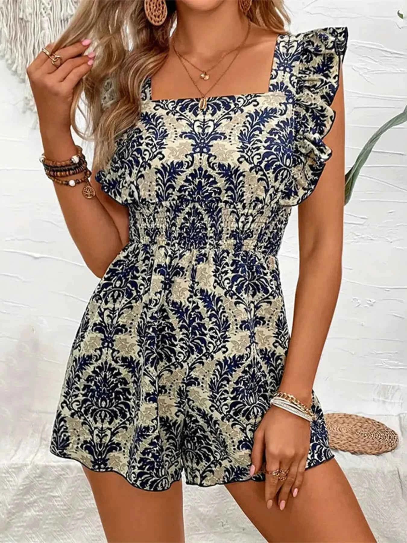 Ruffled Printed Square Neck Romper 99cf5c4a6de245ecb78cc8e8b4fb04f7-Max-Origin