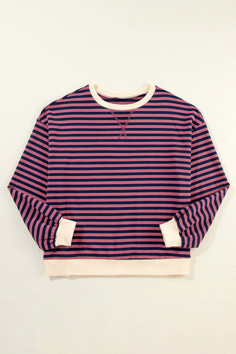 Black Stripe Contrast Edge Cross Seam Oversized Sweatshirt 99ebfbaf9b62db51