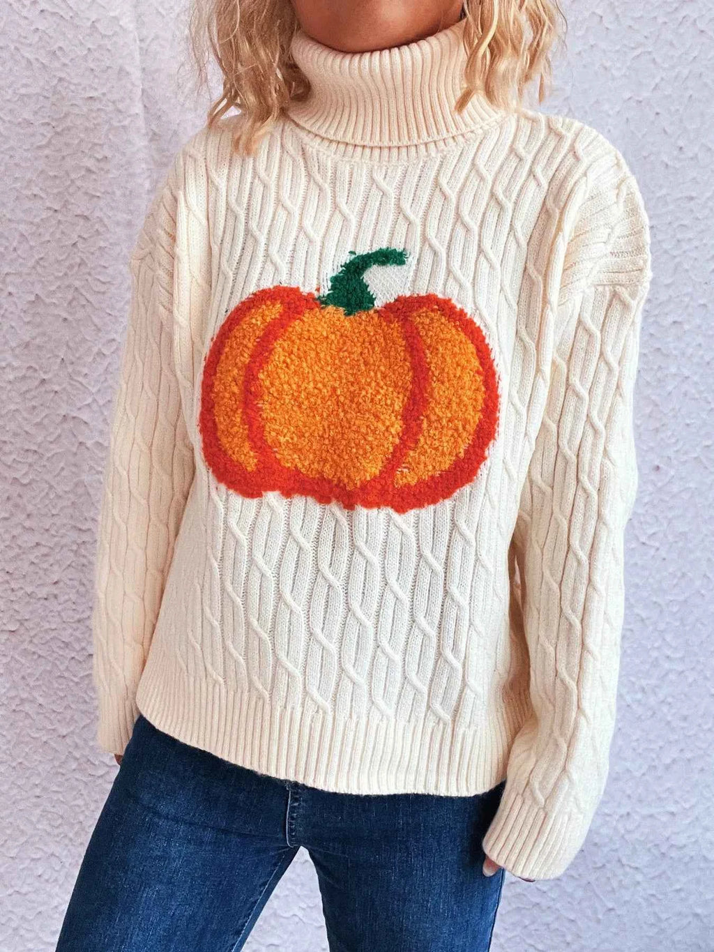 Pumpkin Turtleneck Long Sleeve Sweater 99ec2795f55b430da3b019bf95cd9c2d-Max-Origin