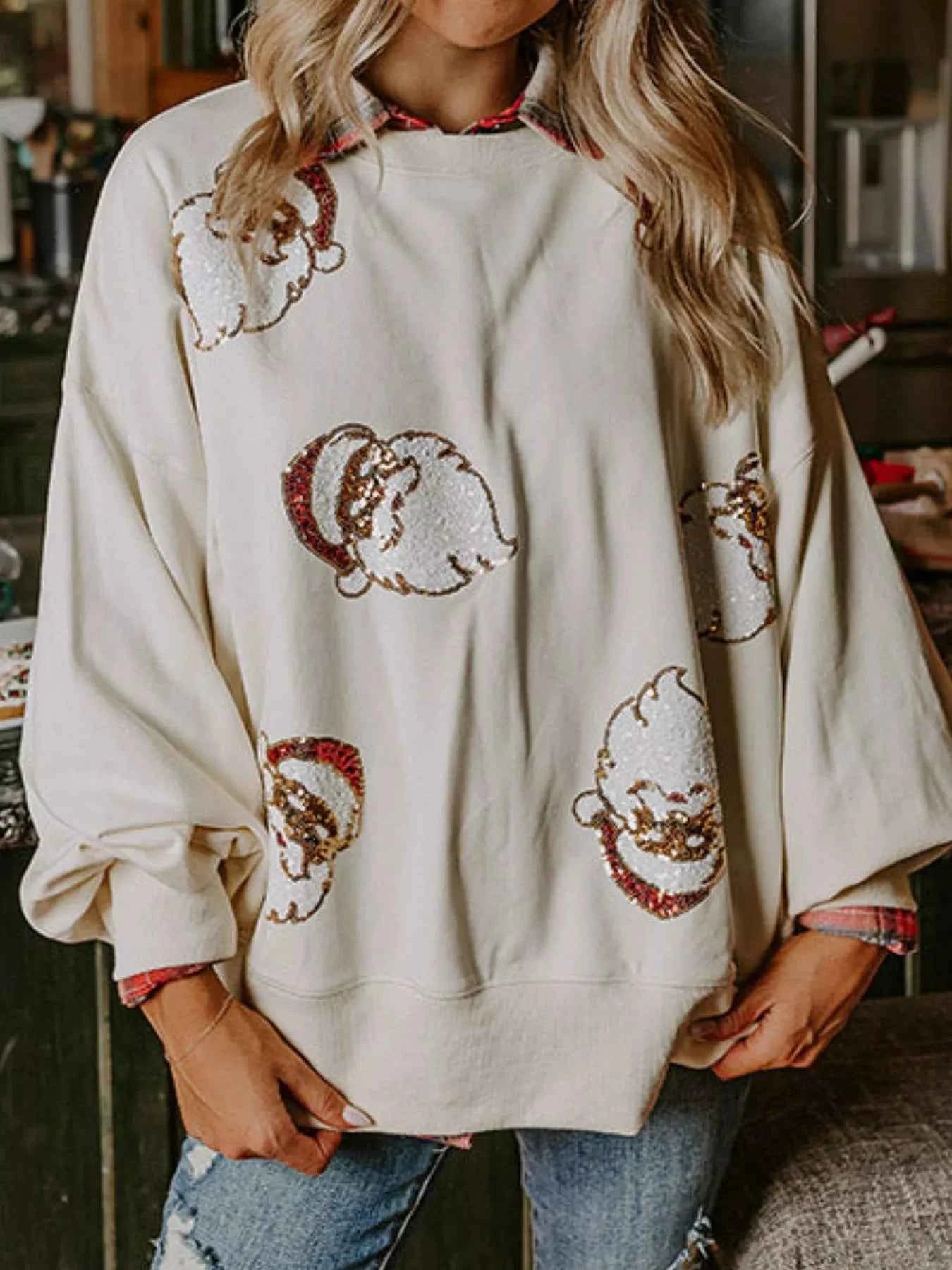 Christmas Santa Long Sleeve Sweatshirt White 99f702de-e1d5-4e14-b959-21a2a8fc21c0-Max-Origin