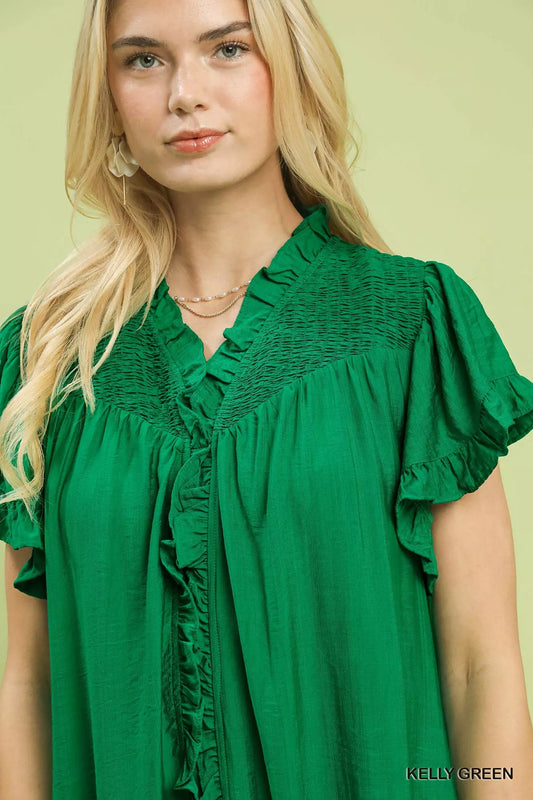 Smocked Ruffle Babydoll Mini Dress 9a156c84-ee5c-4054-8bb7-ca4f91349c85-Max-Origin