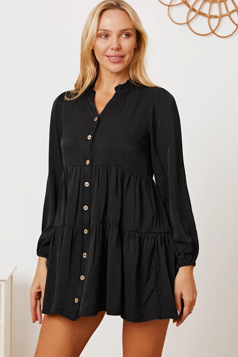 Ruffled Button Up Long Sleeve Tiered Shirt 9a168b1f-b4d3-4427-ada3-59aa7ed90a09-Max