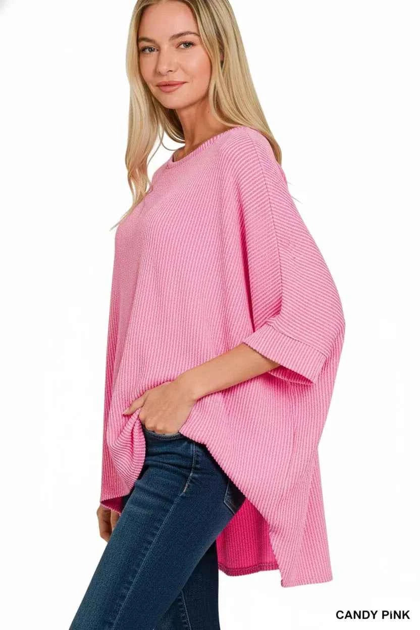 Zenana Raised Rib Bat Sleeve Top 9a19e4f8-f250-4882-b070-f8904ebf59b0-Max-Origin