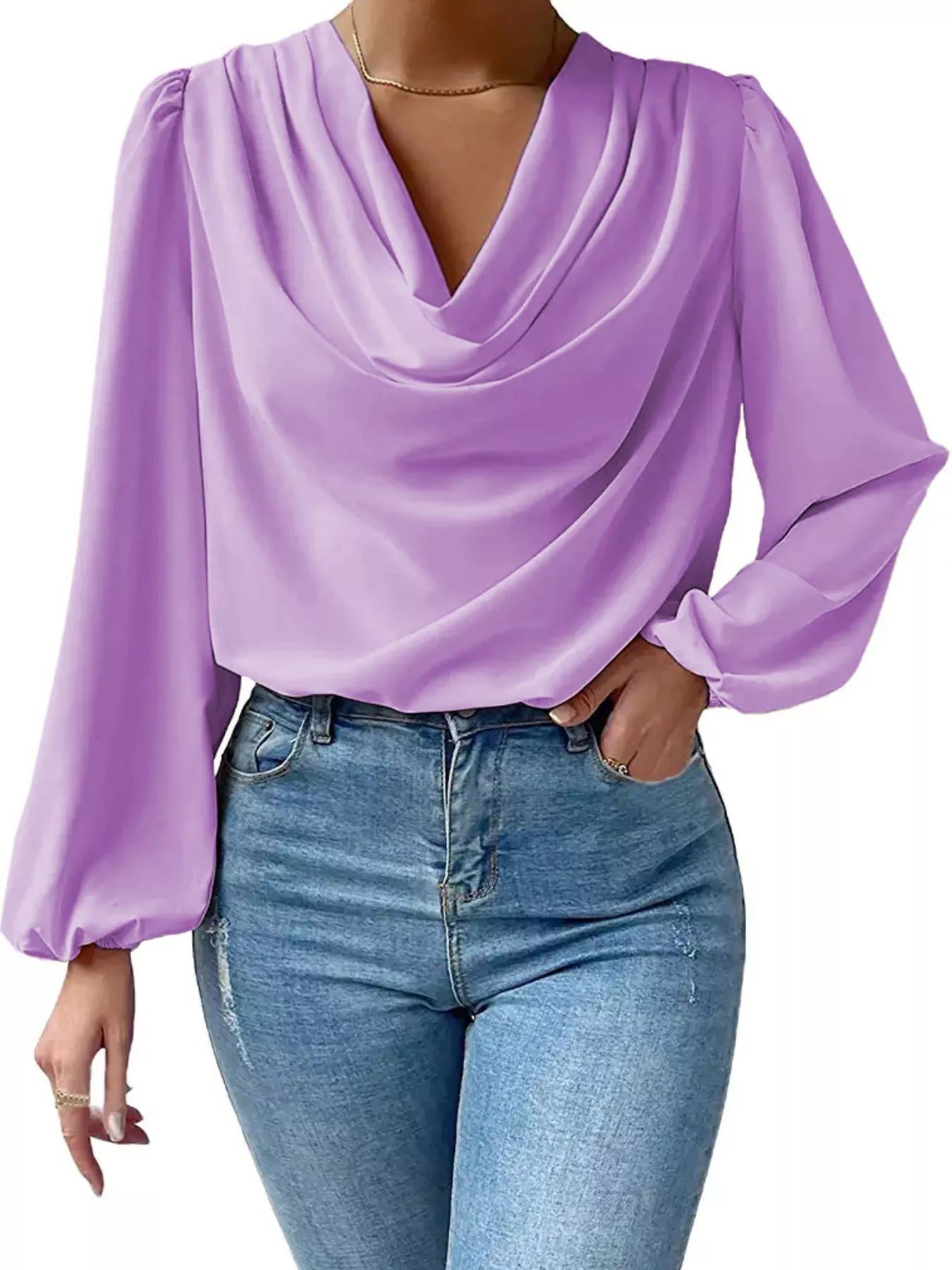 Full Size Cowl Neck Balloon Sleeve Blouse Plus Size 9a1a1613c2904068a56d7613e8992413-Max-Origin