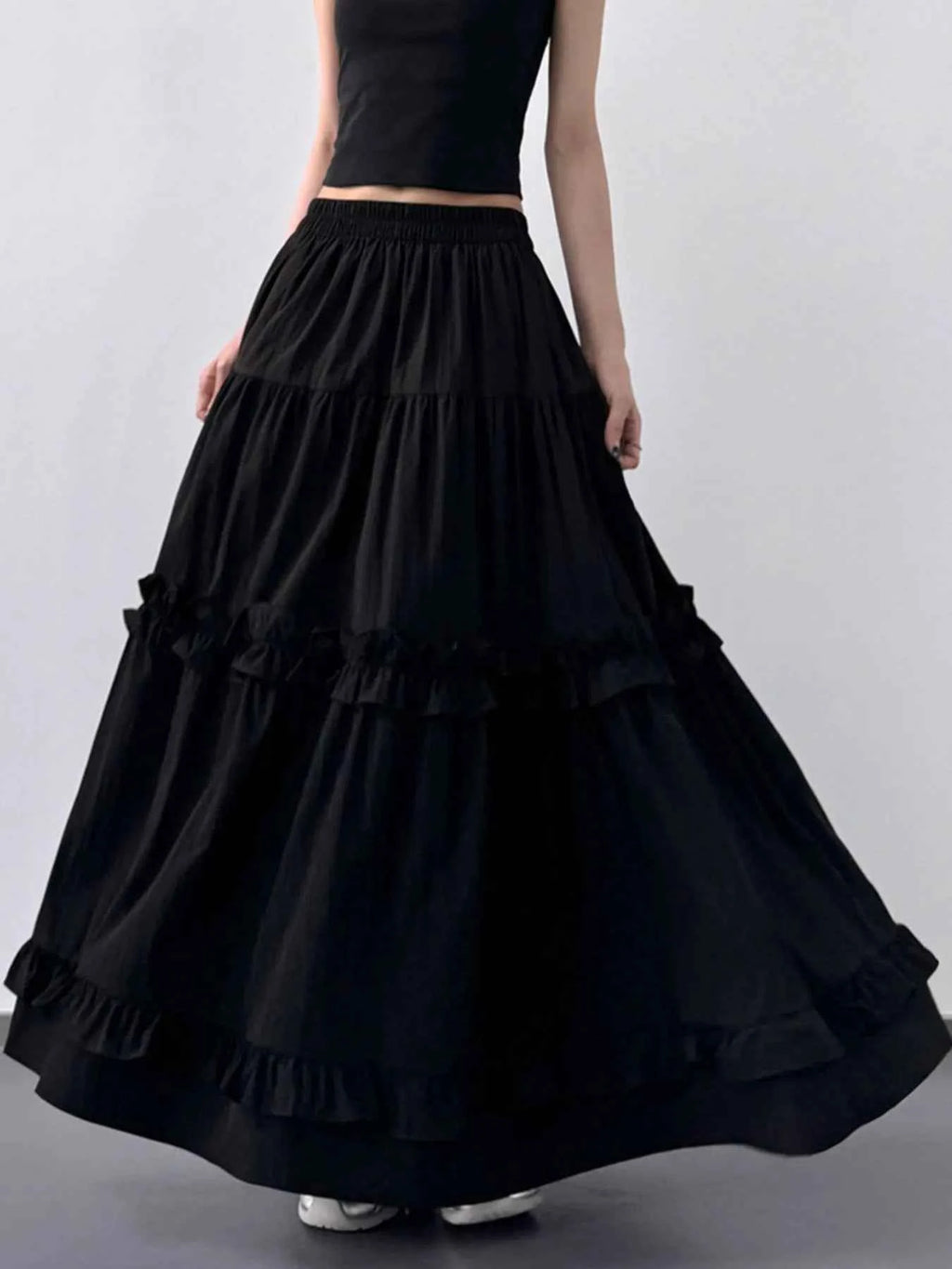 Elastic Waist Ruffle Maxi Skirt 9a1c4dfc-396f-4c4e-98c9-4c7181338492-Max-Origin