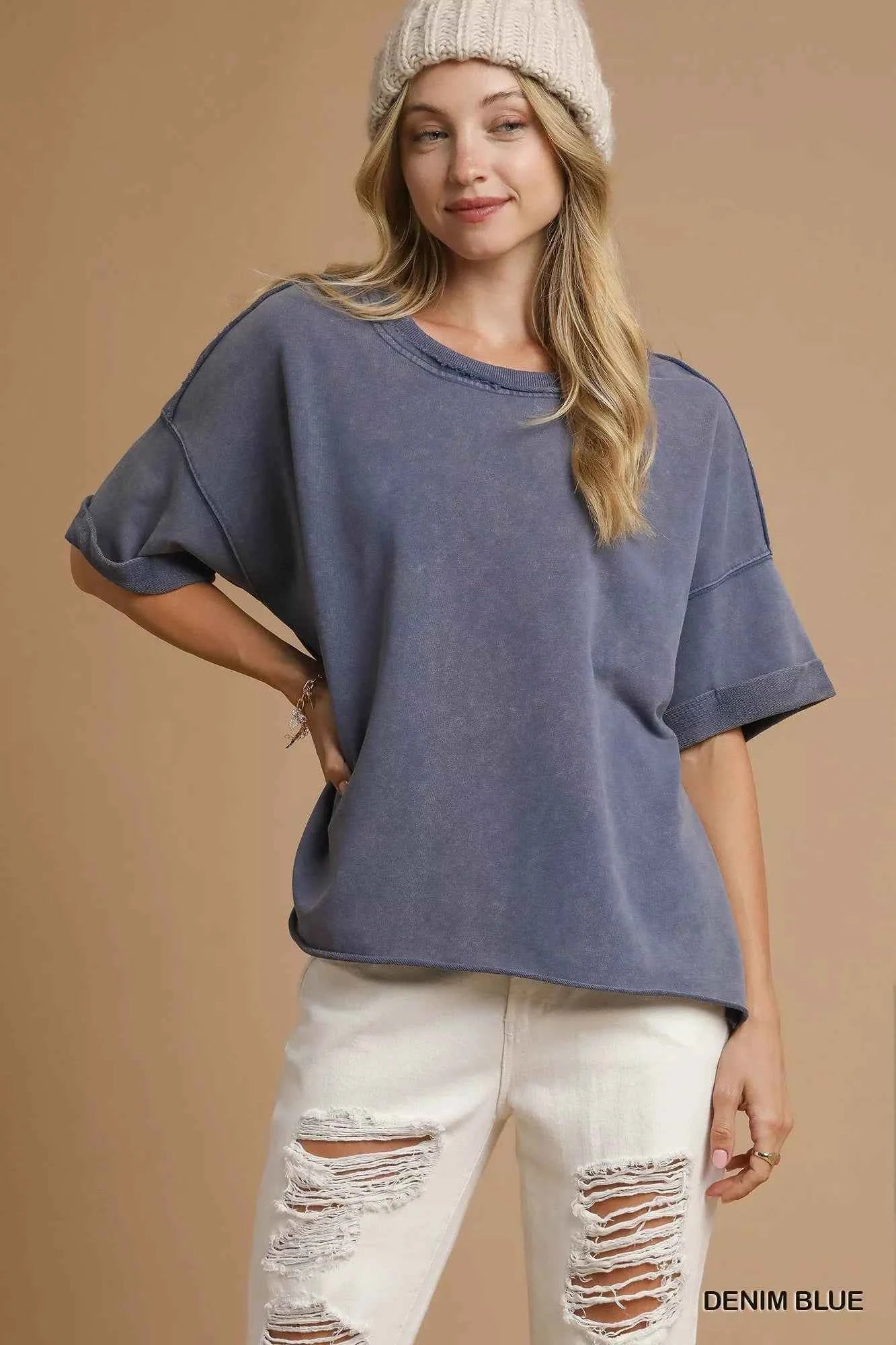 Mineral Wash Round Neck Top DENIM BLUE 9a239ada-dd36-4df9-9280-2676ee5a802b-Max-Origin