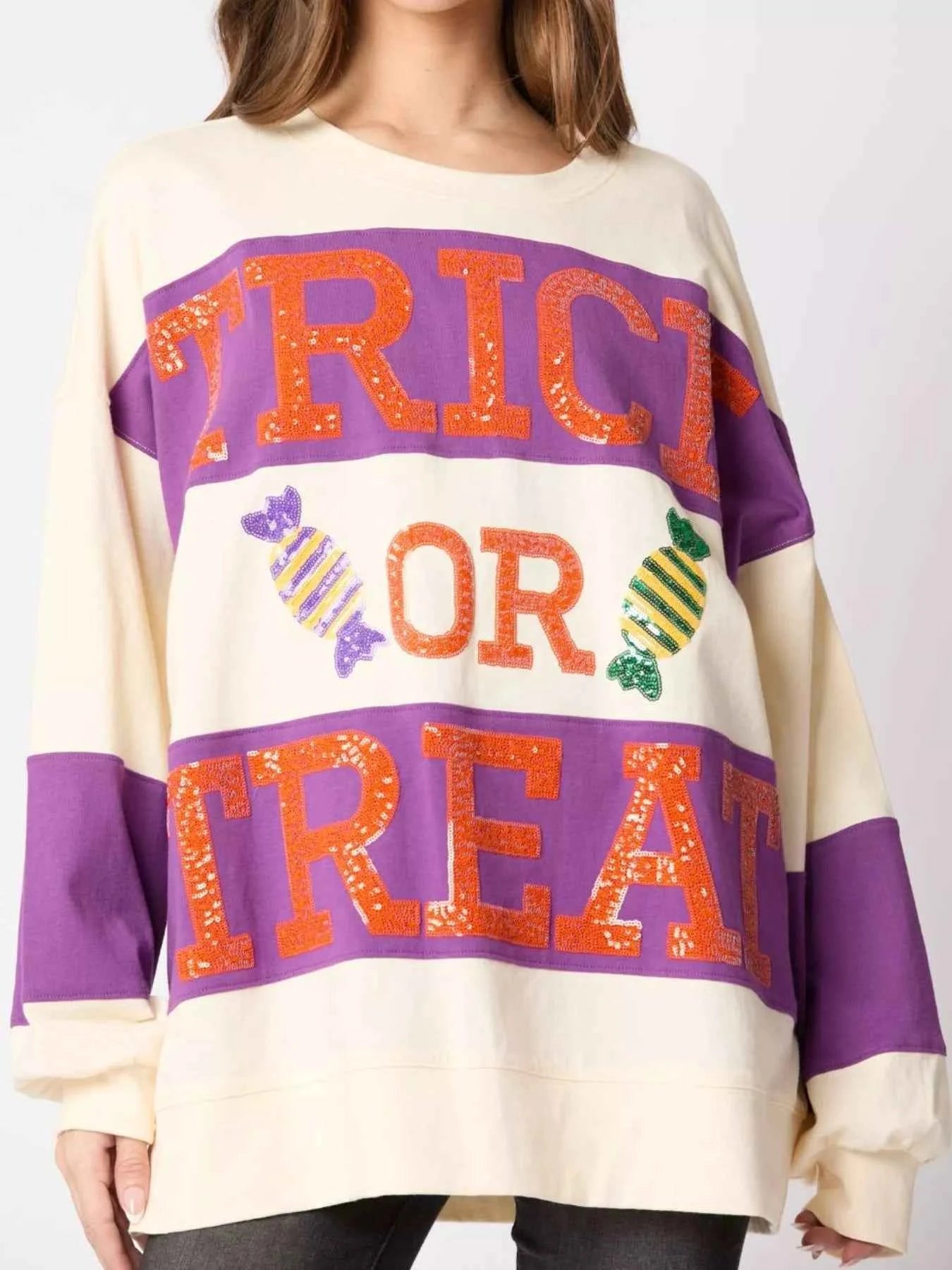 Halloween Trick Or Treat Sequin Sweatshirt White 9a29868f-7f01-49e4-93b7-f7f7cf93fa48-Max-Origin