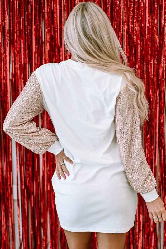 Valentine Sequin Patchwork Puff Sleeve Mini Dress 9a3a21de-45e7-4865-b923-51bd94af620d