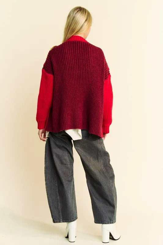 Davi & Dani Cable-Knit Color Block Open Front Cardigan 9a453a7e-9618-4eb0-8bd4-9d88a5ff9c76-Max
